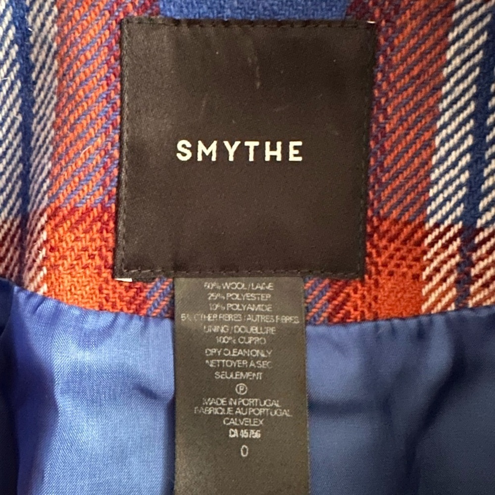SMYTHE
Pouf Sleeve One Button Blazer in Carmine Plaid With Whiskey - Picture 4 of 8